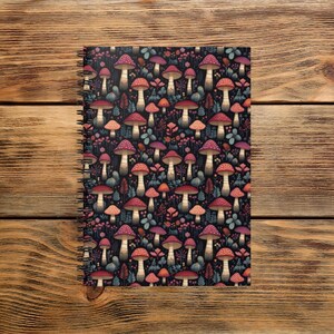 Spiral Notebook - Mushroom Notebook - 8&quot;x6&quot; -Ruled Line