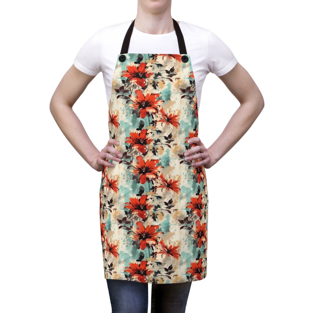 Art Flower Apron, Kitchen Apron, Cooking Apron, Baking Apron, Someone