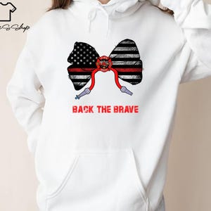 Back The Brave Firefighter Coquette T-Shirt, Firefighter Girl T-Shirt, Firefighter Shirt, Firefighter Shirts For Women, Fireman Shirt