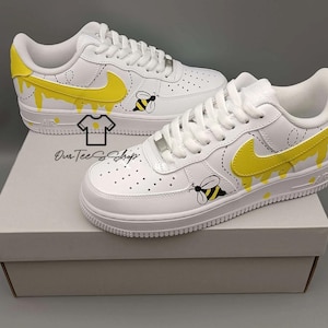 Custom AF1 Yellow Bee Shoes, Custom AF1 Shoes, Custom Yellow Shoes, Bee Shoes, Shoes Gift, Custom Hand Painted Shoes, Hand Painted Sneaker