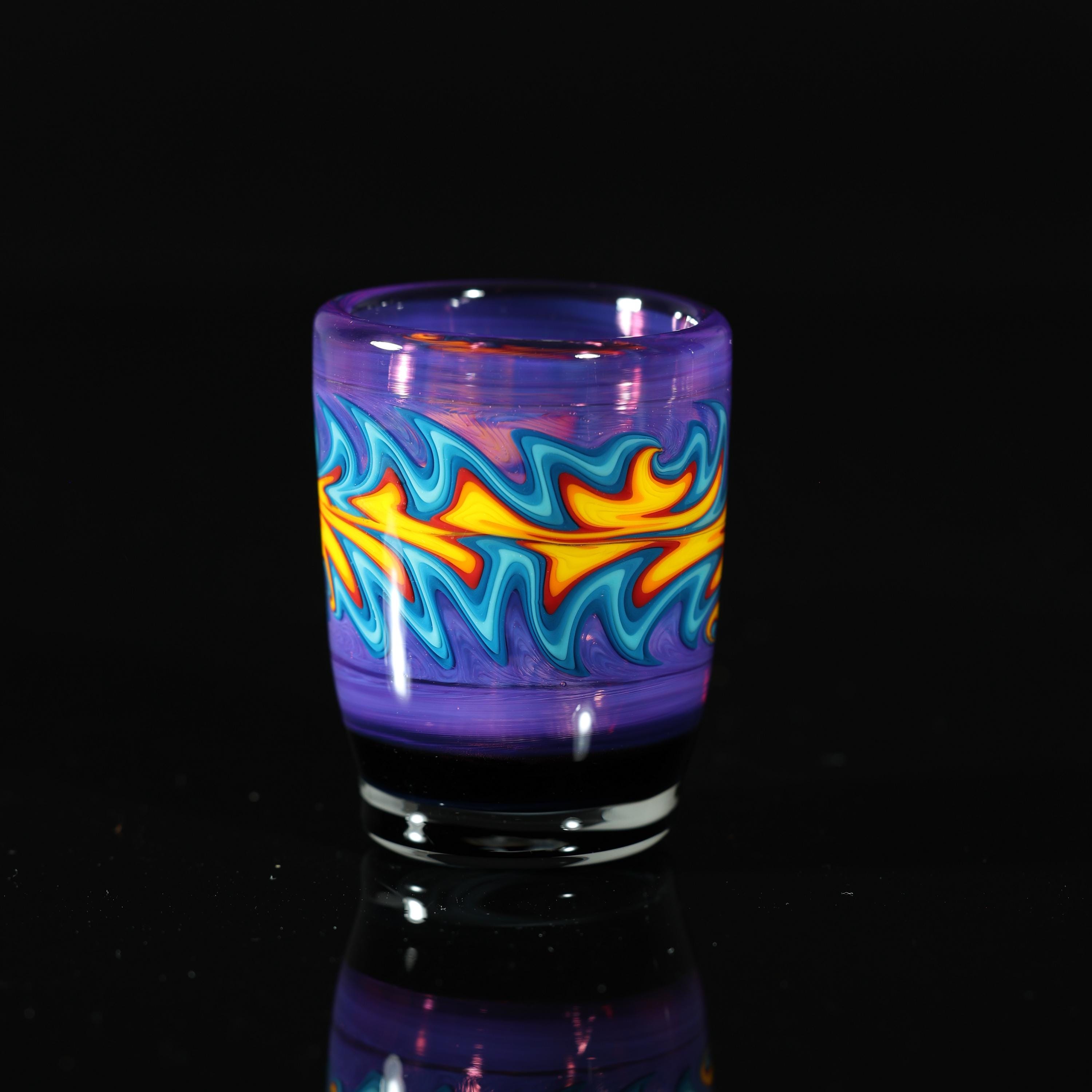 DRINKING VESSEL #5 Handblown shot glass with dichroic image.