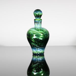 URN #7 Handblown glass urn with mix pattern and matching fitted lid