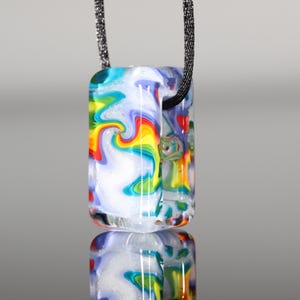 BEREAVEMENT BLOCK #9 Memorial keepsake necklace pendant made with handblown borosilicate glass and pet cremation ash.