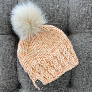 Luxury Merino Wool Knit Hat - Premium Beanie with detachable Faux Fur Pom Pom
