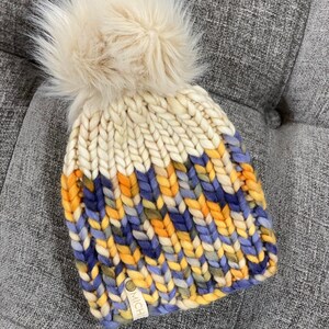 Luxury Merino Wool Knit Hat - Premium Beanie with detachable Faux Fur Pom Pom