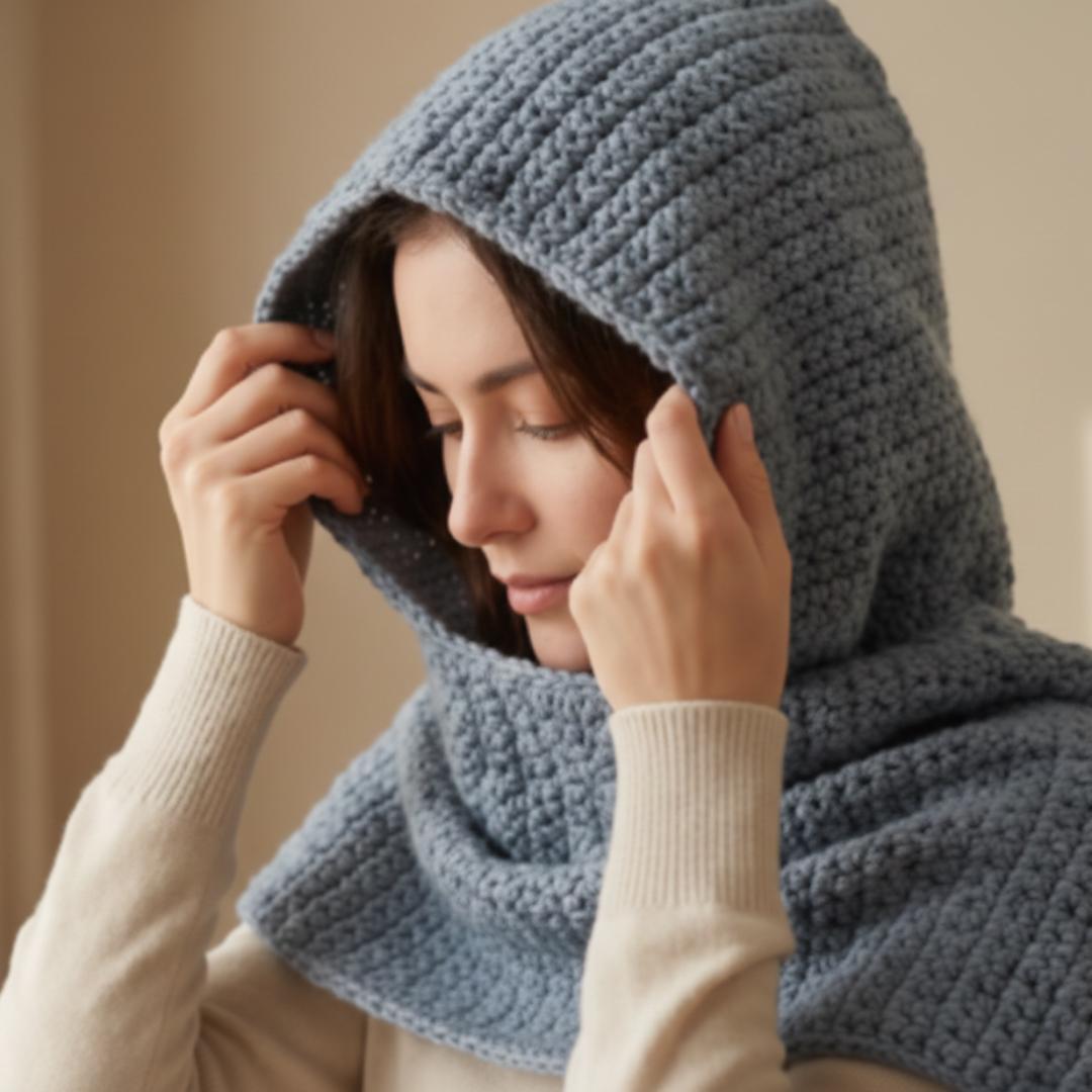 Beginner Hooded Scarf Crochet Pattern | Cozy Moss Stitch Hood Scarf PDF ...