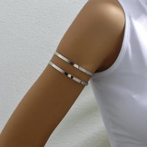 Minimalist Arm Cuff - Gold Upper Arm Band - Silver Arm Bracelet - Elegant Gift for Her