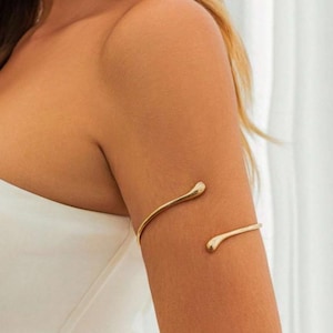 Minimalist Arm Cuff - Gold Upper Arm Band - Silver Arm Bracelet - Elegant Gift for Her