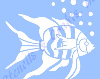 5 FISH STENCIL STENCILS Ocean Marine Nautical Background Pattern Scrapbook Sea Template Templates Art Craft New
