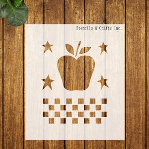 APPLE STENCIL, Primitive Stencil, Folk Art Stencil, Apple Template, Fruit Stencil, Apple Pattern, DIY, Craft, Scrapbook, Painting Stencil