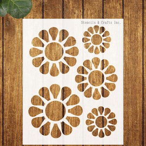 DAISY STENCIL, Funky Flower Stencil, Daisies Stencil, Funky Pattern, Flower Stencil, Reusable Painting Stencil, Flowers Stencil, 12" x 12"