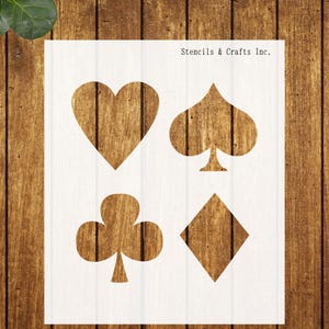 PLAYING CARDS STENCIL, Big Stencil, Playing Cards Suits Stencil, Ace, Spades, Clubs, Diamonds, Hearts, Playing Cards Template, Craft, Canvas