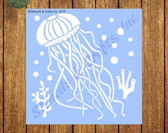 JELLYFISH STENCIL, Sea Jelly Stencil, Beach Stencil, Marine Stencil, Coastal Stencil, Reusable Stencil, Craft, Pattern, Painting Stencil