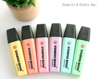 6 STABILO BOSS HIGHLIGHTERS, Pastel Colors, Pastel Markers, Craft, Scrapbook, Painting, Art, Gift, New