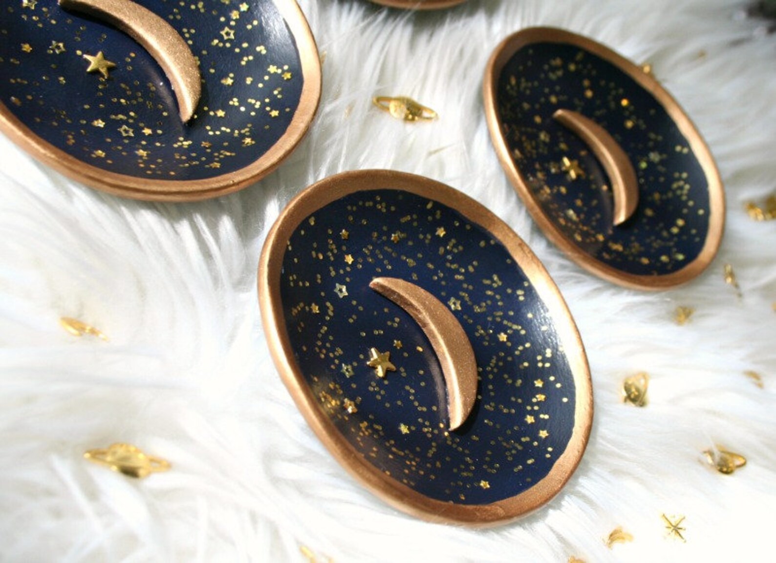 MOON Trinket Dish, Crescent Moon Ring Dish, Starry Night Moon Dish ...