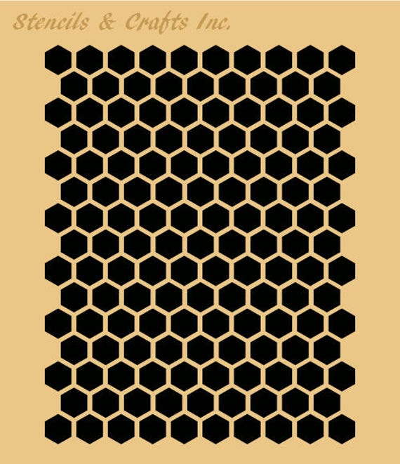 1/2 HONEYCOMB BEEHIVE STENCIL, Hexagon Pattern, Shapes Template 