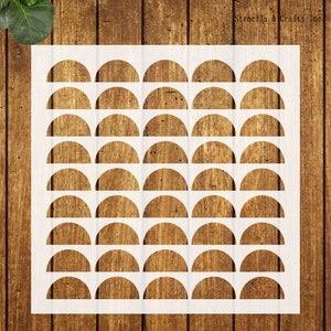 HALF CIRCLES STENCIL, 2&quot; Half Circle, Reusable Stencil, Painting Stencil, Geometric Stencil, Shapes, Pattern, Craft, Art Journal, 12&quot; x 12&quot;