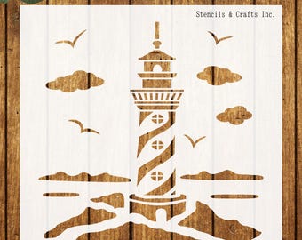 5" LIGHTHOUSE STENCIL, Nautical Template, Beach Pattern, Maritime Stencil, Scrapbooking, Painting Stencil, Canvas, DIY, Coastal Stencil, Art