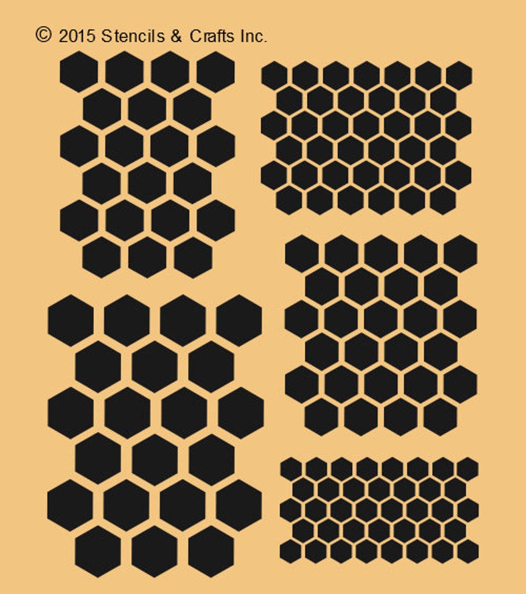 Qbix Hexagon Stencil - Honeycomb Stencil - Pattern Stencil - A5 Size -  Reusable Kids Friendly DIY Stencil for Painting, Baking, Crafts, Wall