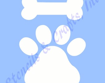 PAW PRINT STENCIL, Animal Paw Prints Template, Bone Pattern, Painting Stencil, Craft, Scrapbook, Paint, Color, Canvas, Pet Stencil,