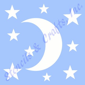 CRESCENT MOON STENCIL, Stars Stencil, Celestial Pattern, Celestial Stencil, Moon Stars Stencil, Galaxy Stencil, Scrapbook, Paint, Stencils
