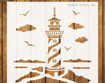 LIGHTHOUSE STENCIL, Maritime Stencil, Nautical Stencil, Beach Stencil, DIY Craft