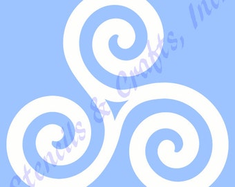 3", 5" TRISKELION SPIRAL STENCIL, Celtic Pattern, Shapes Template, Painting Stencil, Reusable Stencil, Craft, Scrapbook, Paint, Color, Art