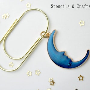 Crescent Moon Paper Clip, Jumbo Gold Paper Clip, Planner, Journal, Bookmark, Celestial Bookmark, Stationery Paper Clip, Celestial, Gift