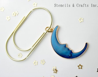 Crescent Moon Paper Clip, Jumbo Gold Paper Clip, Planner, Journal, Bookmark, Celestial Bookmark, Stationery Paper Clip, Celestial Paper Clip