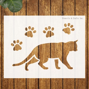CAT STENCIL, Cat Walking Stencil, Animal Stencil, Paws Stencil, Animal Pattern, Feline Stencil, DIY, Scrapbook, Craft, Painting Stencil, Art