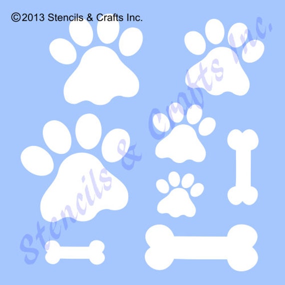 PAW PRINTS STENCIL, Animal Paw Prints, Bone Stencil, Painting