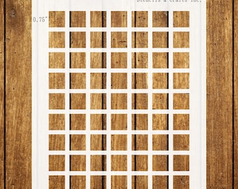 MOSAIC STENCIL, Shape Sizes: 0.75"-1.50", Square Stencil, Geometric Stencil, Painting Stencil, Watercolor Chart Stencil, DIY Craft