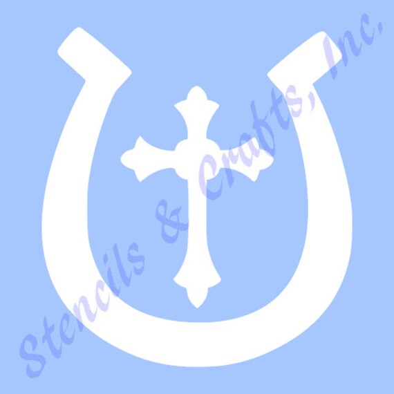 3.5 HORSESHOE CROSS STENCIL stencils template western templates craft pattern scrapbook paint background pochoir new free shipping