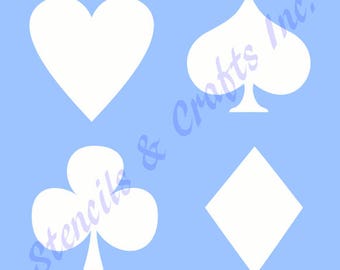 PLAYING CARDS STENCIL, Symbols Template, Ace Pattern, Spades, Clubs, Diamonds, Hearts, Playing Card Suits Stencil, Painting Stencil, Color