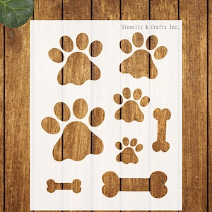 PAW PRINTS STENCIL, Multiple Sizes, Animal Paw Prints, Bones Stencil, Painting Stencil, Reusable Stencil, Paws Template