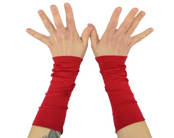 Arm Warmers in Candy Apple Red - Bamboo Cuffs - Eco Friendly