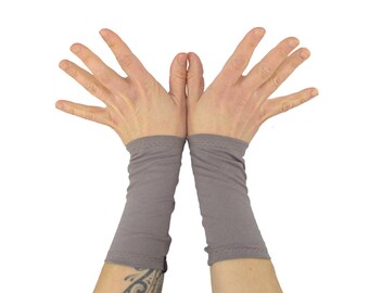 Arm Warmer Cuffs in Reverie Pewter - Taupe Grey Brown - Organic Cotton