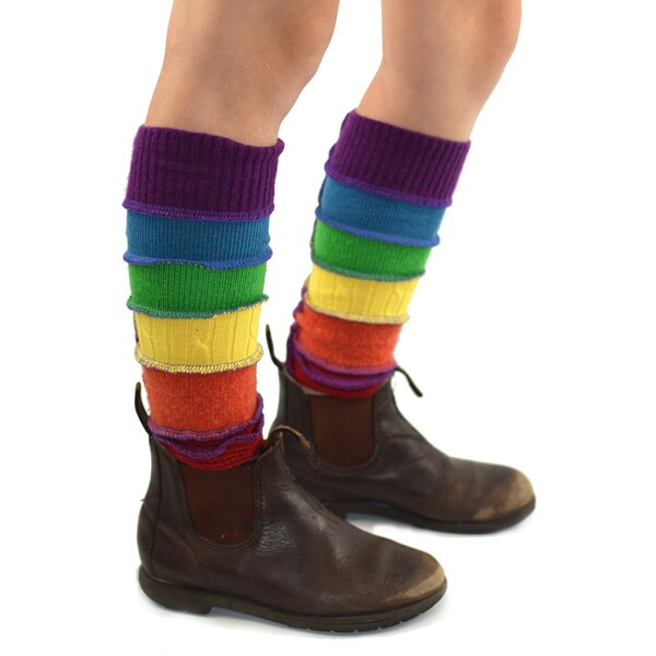 Kids Leg Warmers in Rainbow - Recycled Sweaters