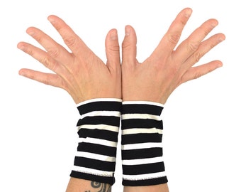 Arm Warmers in Zebra Stripes - Black and White Striped Cuffs