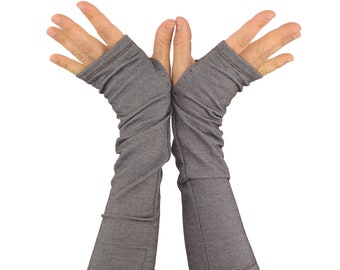 Arm Warmers in Brown Faux Denim - Sleeves - Fingerless Gloves