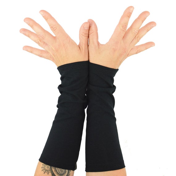 Arm Warmers in Raven Black Shortie Fingerless Gloves
