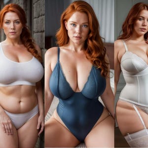 Sensual AI Art - 80 High-Resolution Realistic Images of Beautiful Curvy Mature Redhead Women