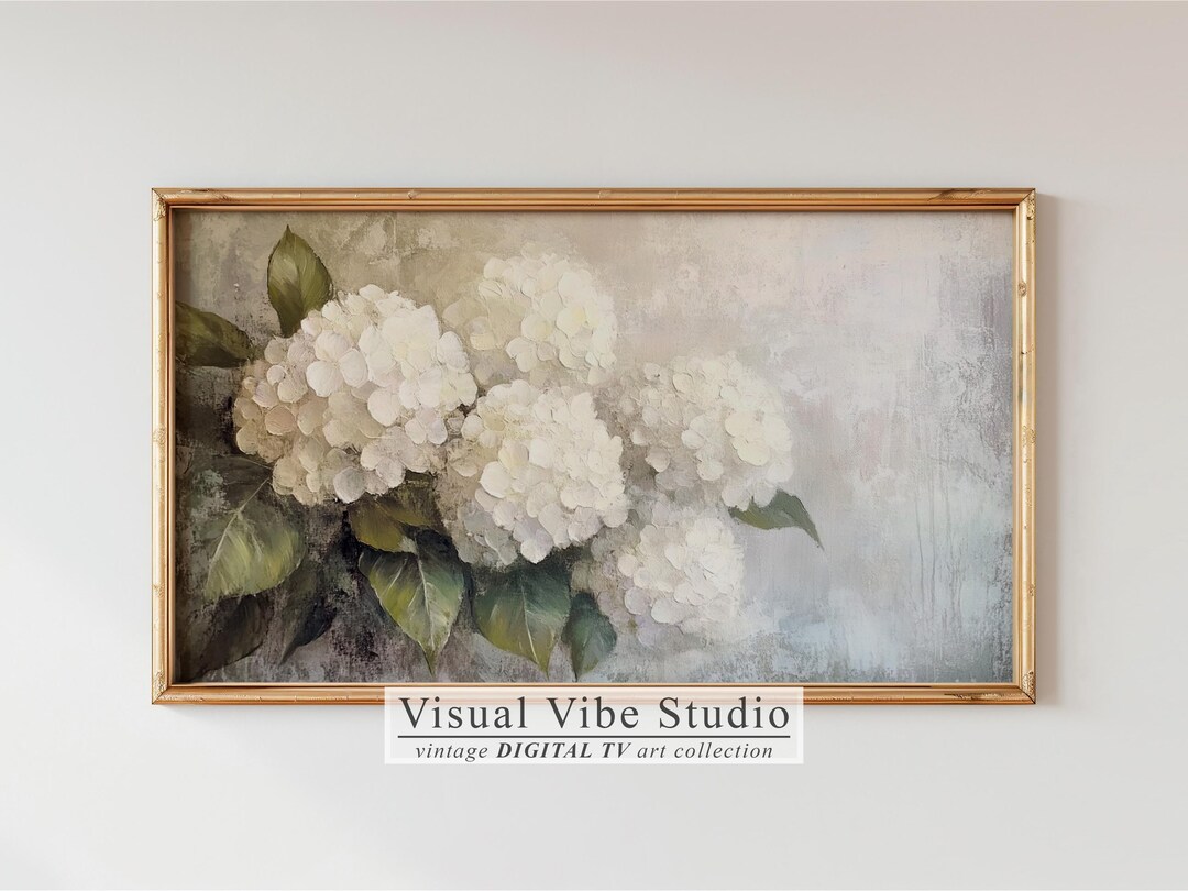 Vintage Hydrangea Oil Painting for Frame TV Digital Download Elegant ...