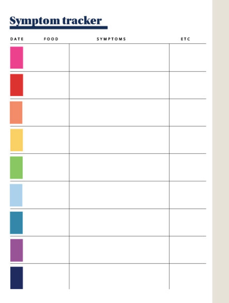 Symptom Tracker Printable