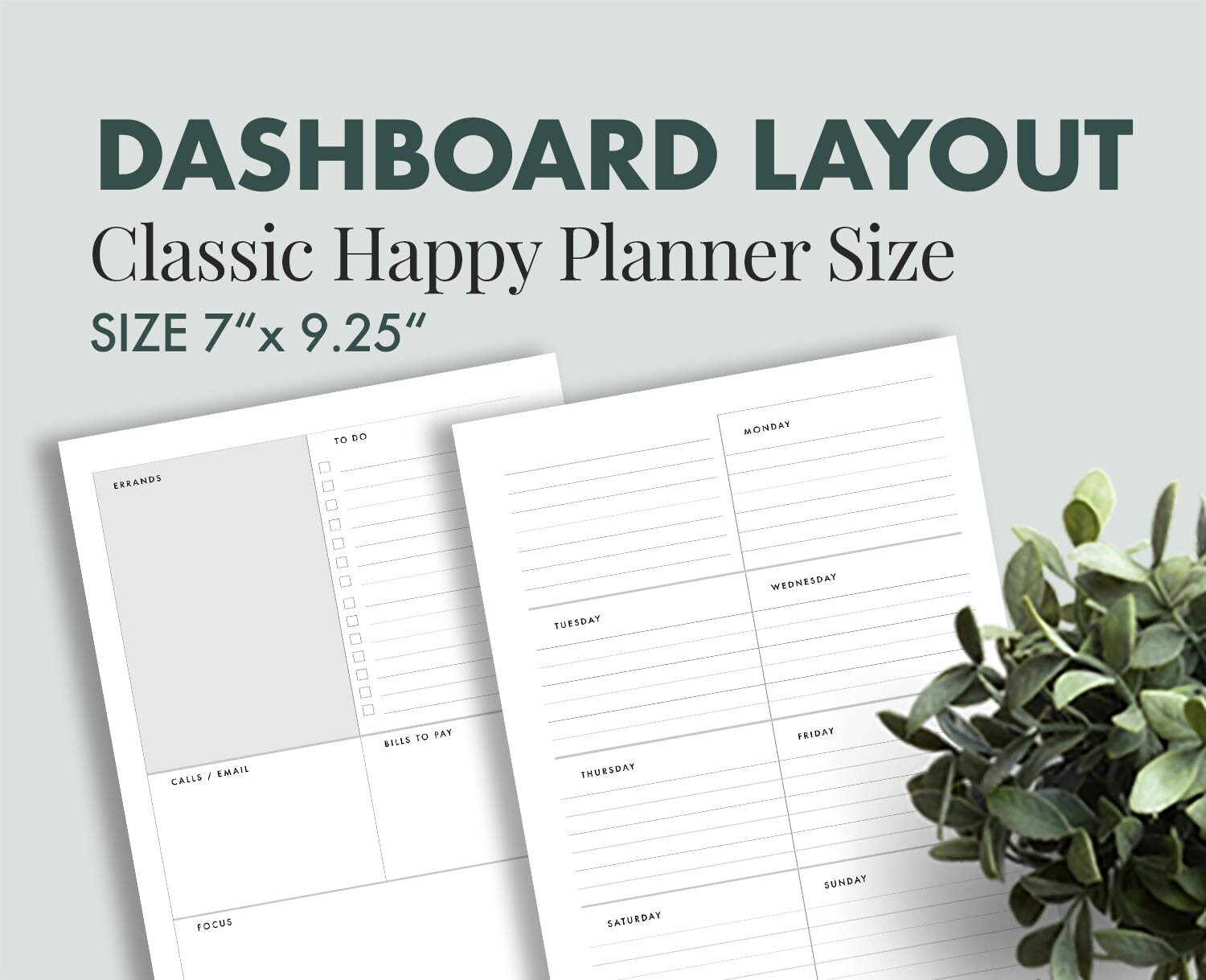 Dashboard Layout Classic Happy Planner Printable Insert HP | Etsy