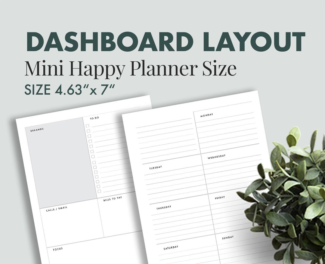 Dashboard Layout for Mini Happy Planner Printable Insert - Etsy Ireland