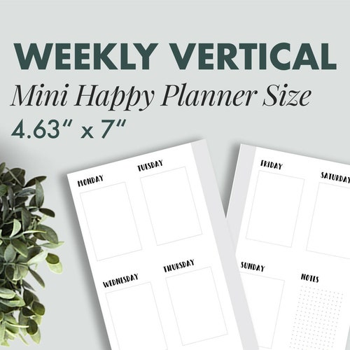 Paper & Party Supplies Mini Happy Planner Insert Vertical Weekly