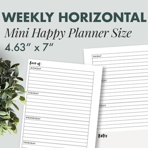 Mini Happy Planner Weekly Printable Inserts Horizontal Layout - Etsy UK
