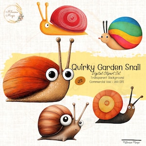 Escargot drôle png | Clipart escargot original mignon | Griffonnages de punaises de jardin | Créations numériques en papier | Art escargot imprimable, scrapbooking, journal indésirable