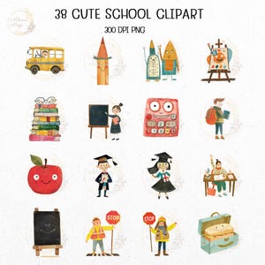 Whimsical Back to School Clipart | Quirky School Supplies | Fun ...